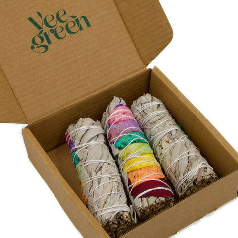 Chakra smudge stick with white sage