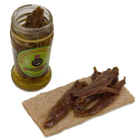 Anchovy fillets on olive oil
